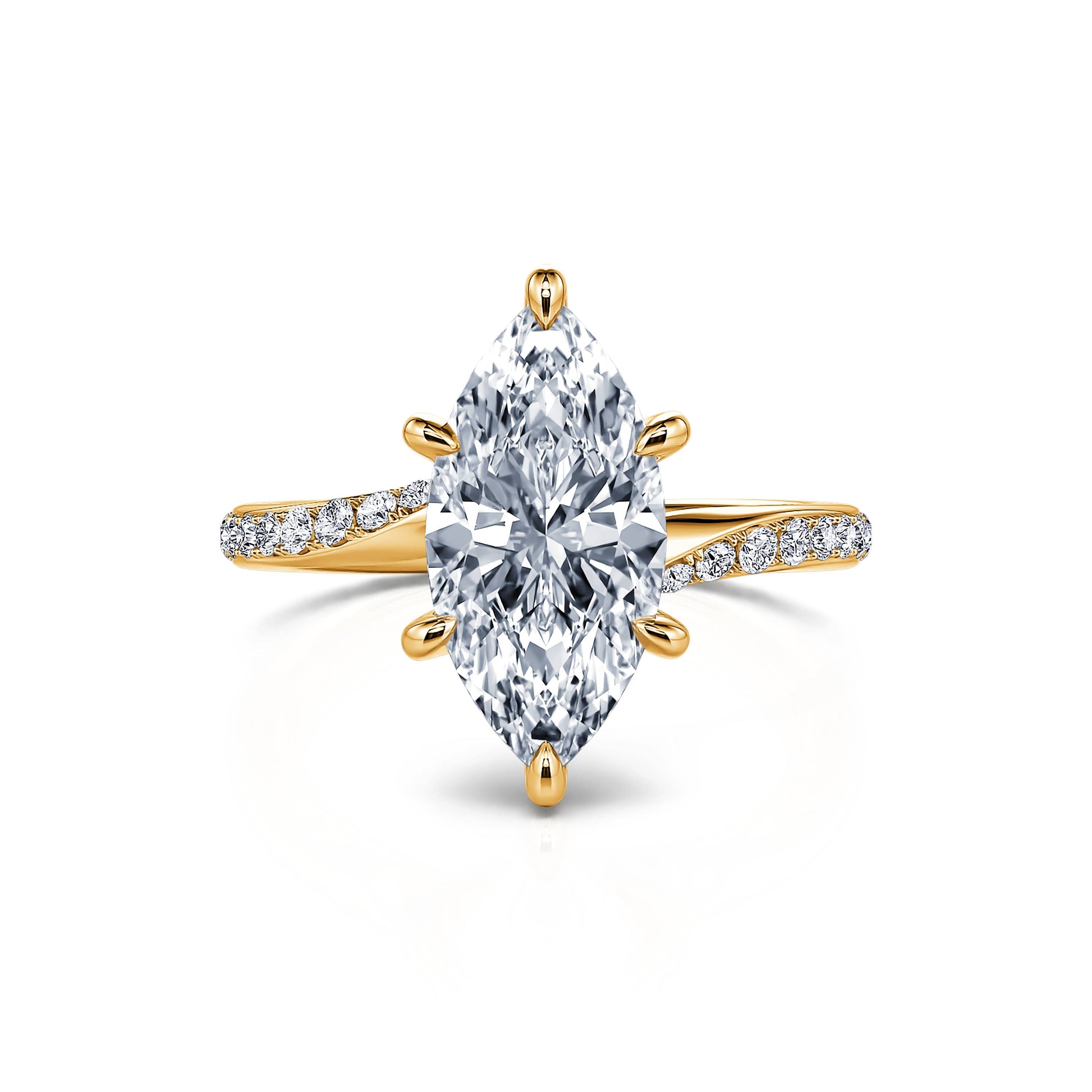 Solitaire diamant de synthèse en or jaune Sansa Lab 1