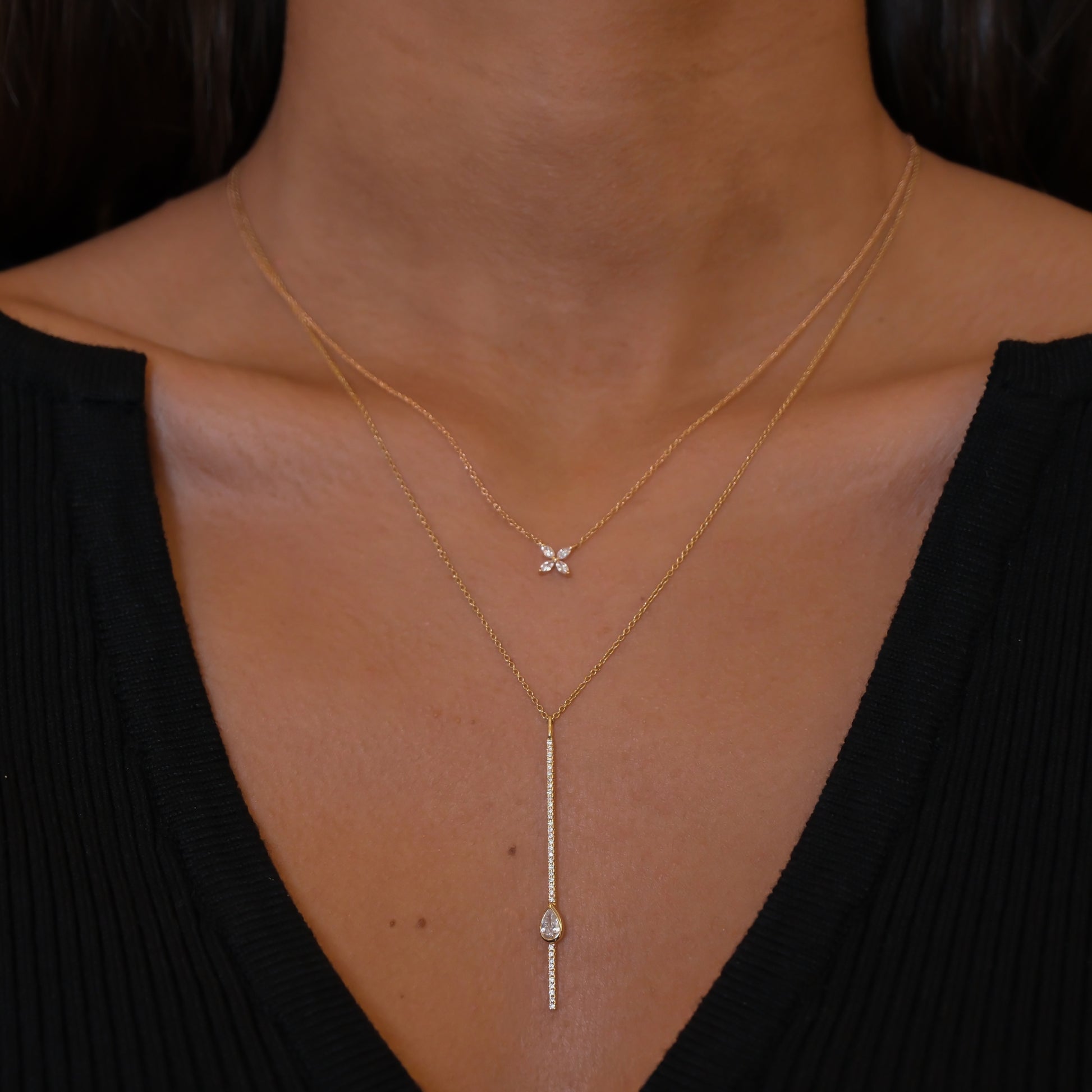 Collier or blanc diamant marquise Chance 6