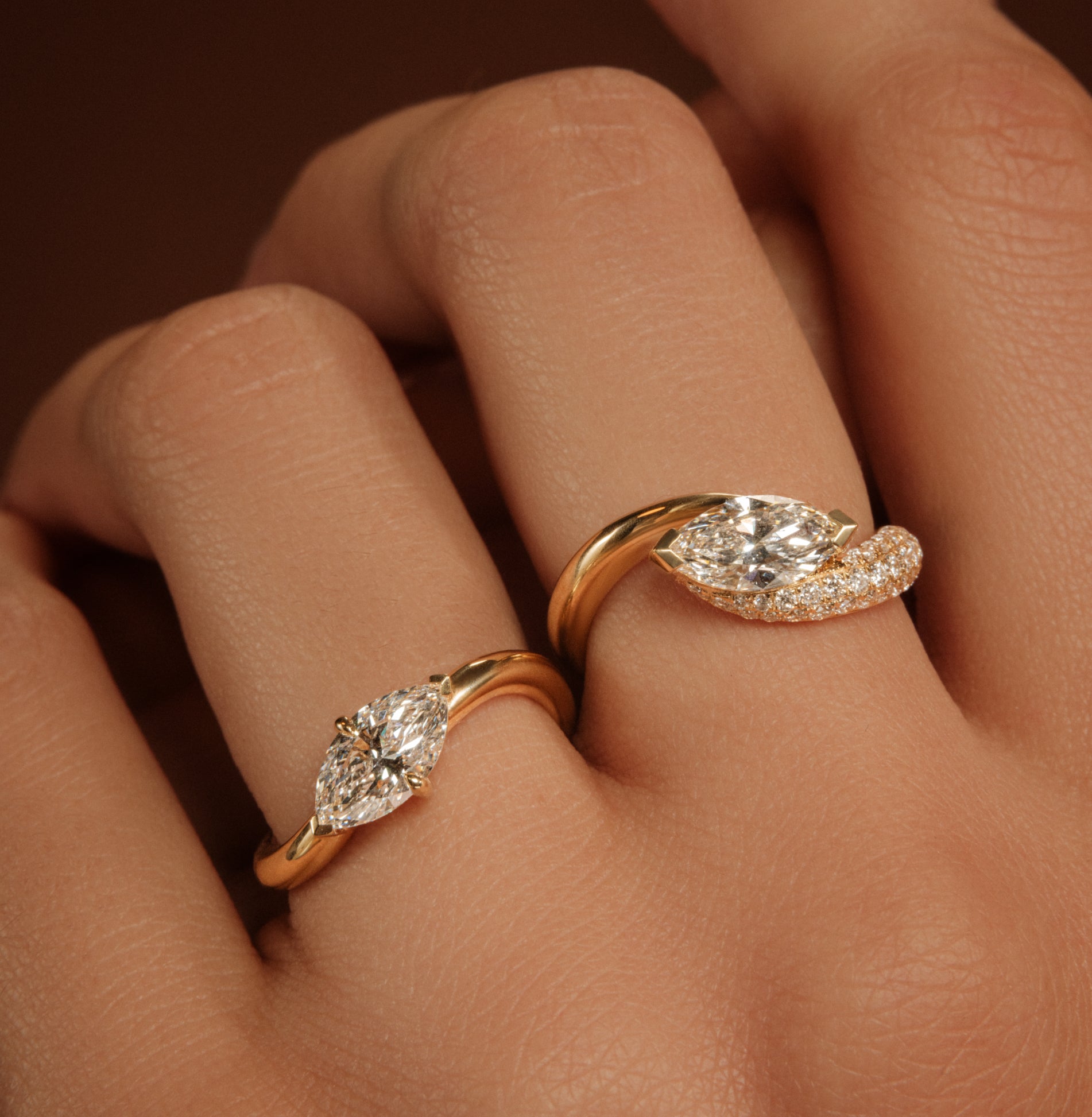 Solitaire en platine diamant de synthèse marquise Abby Lab 5