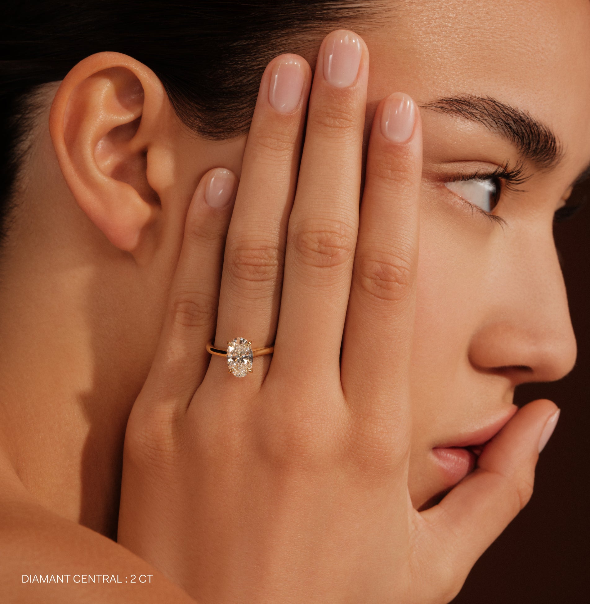 Solitaire diamant ovale en platine Hope 6