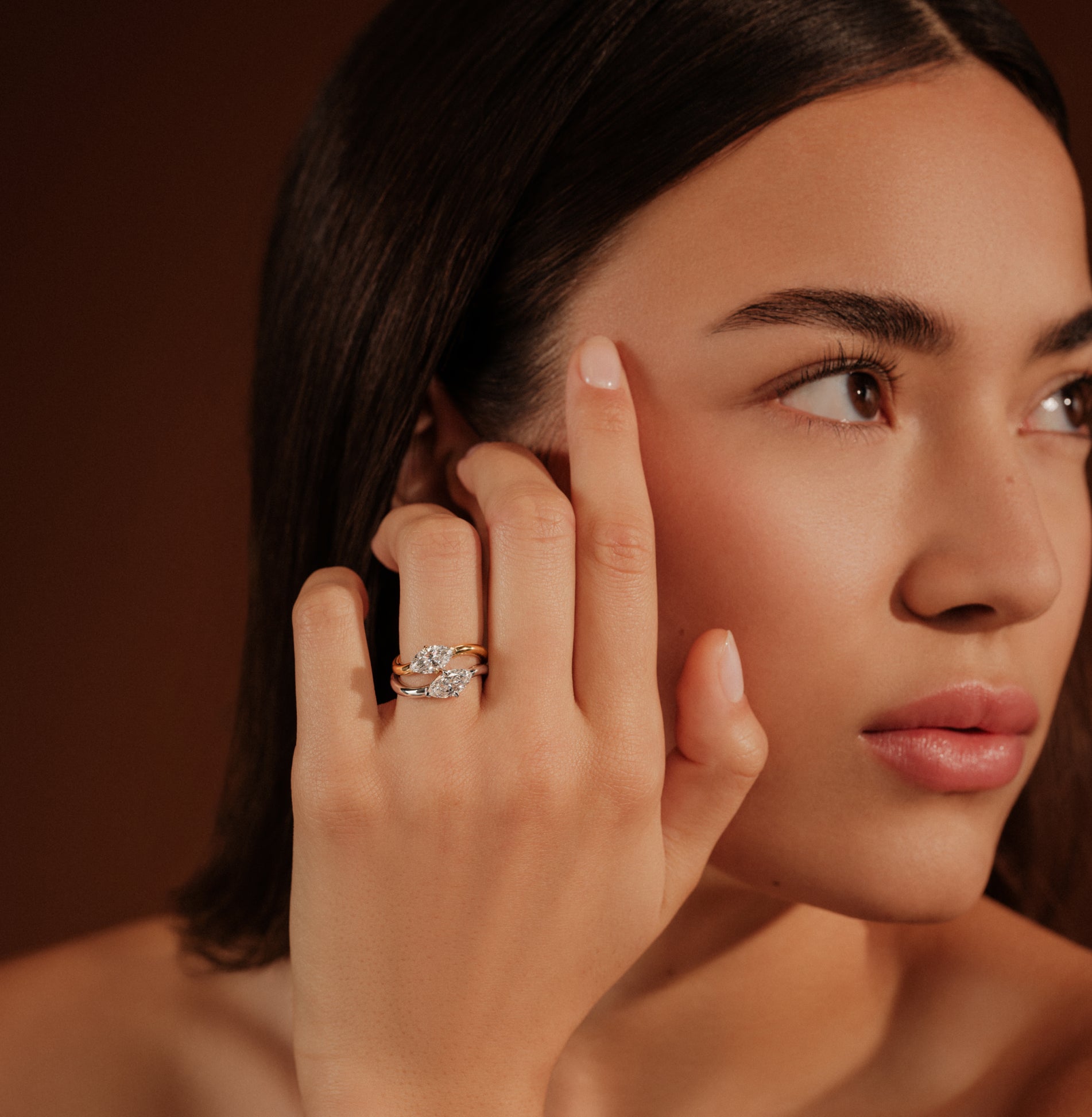 Solitaire en platine diamant de synthèse marquise Abby Lab 6