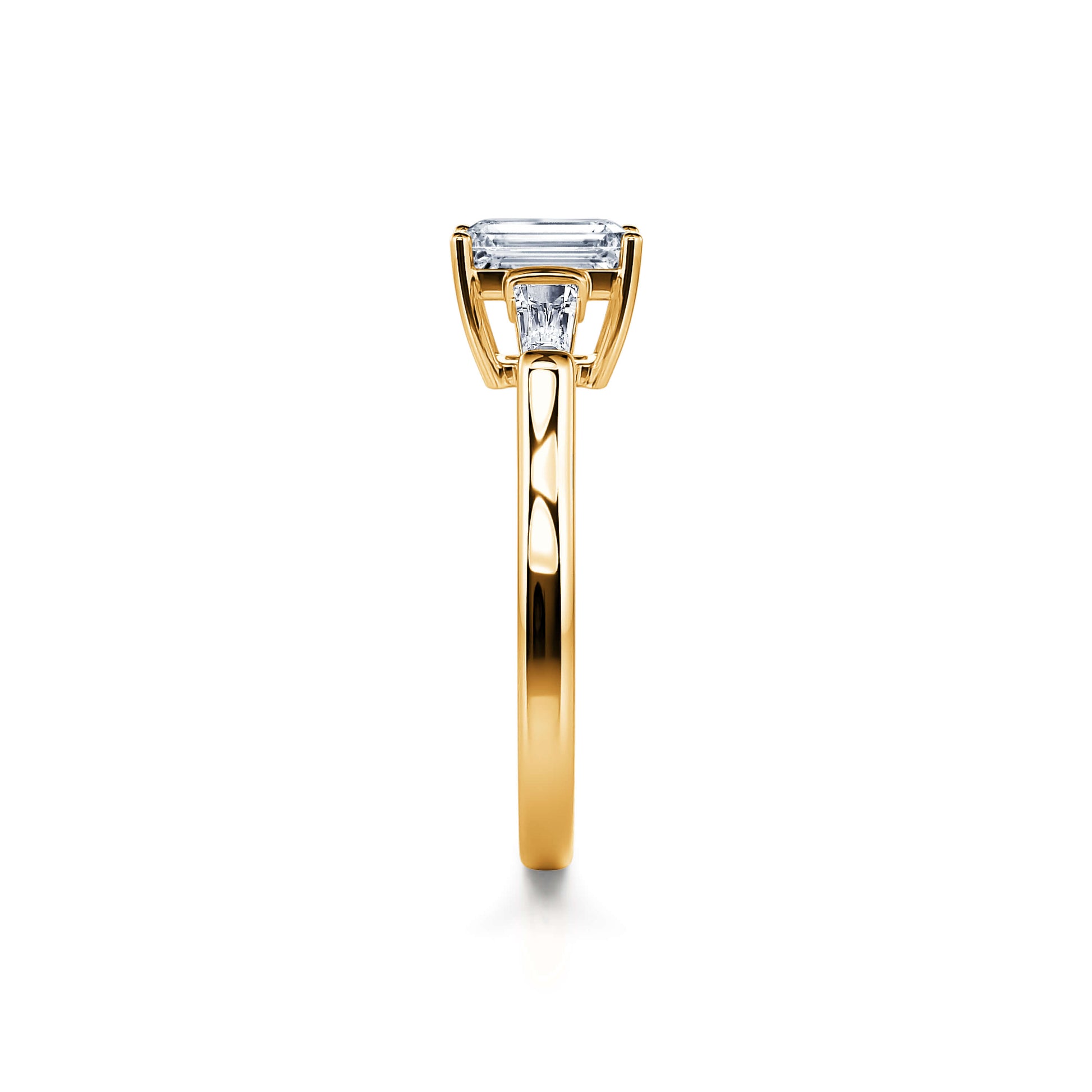 Solitaire or jaune diamant émeraude et trapèze Ella 3