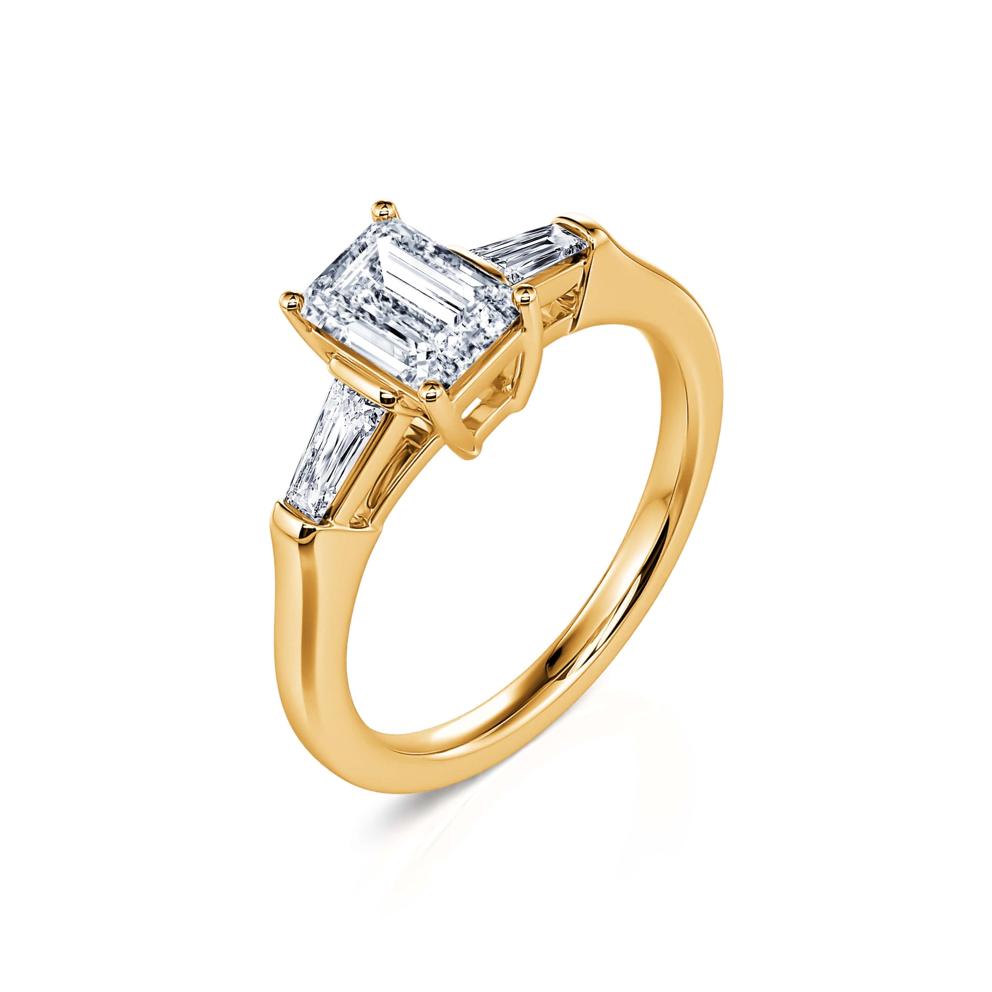Solitaire or jaune diamant émeraude et trapèze Ella 2