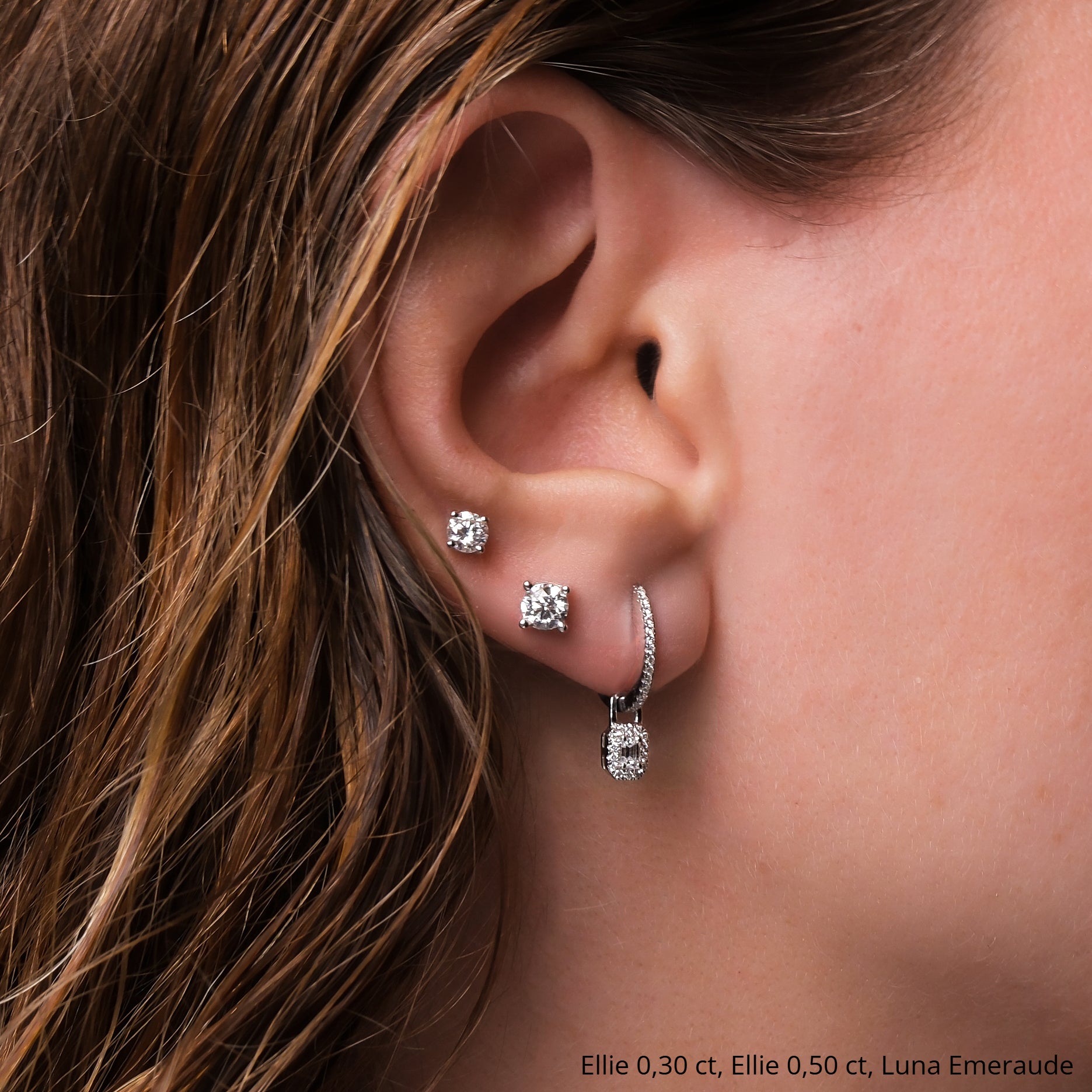 Puces d'oreilles diamant or jaune Ellie 4