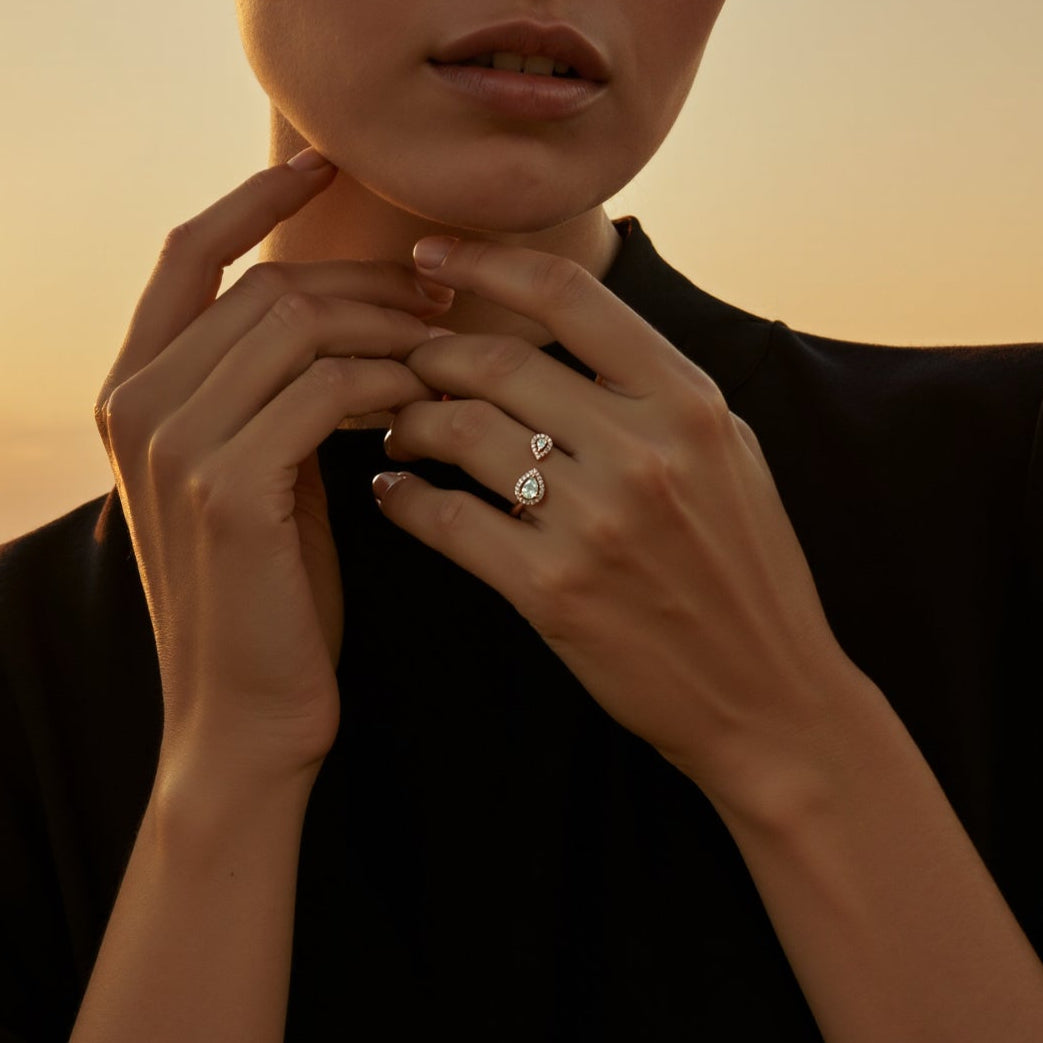 Bague Toi &amp; Moi poires or blanc Ezia 6