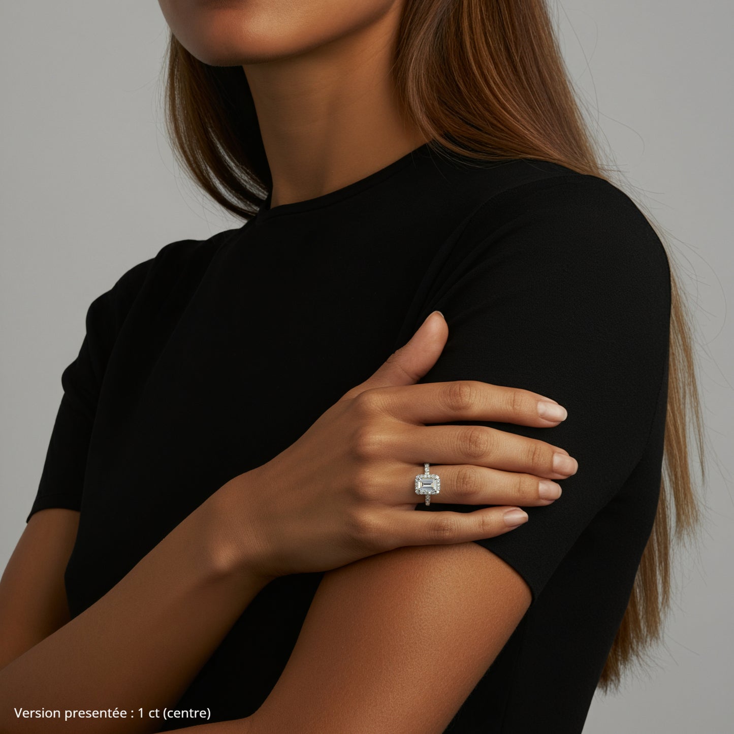 Bague de fiançailles diamant taille émeraude Gabriella