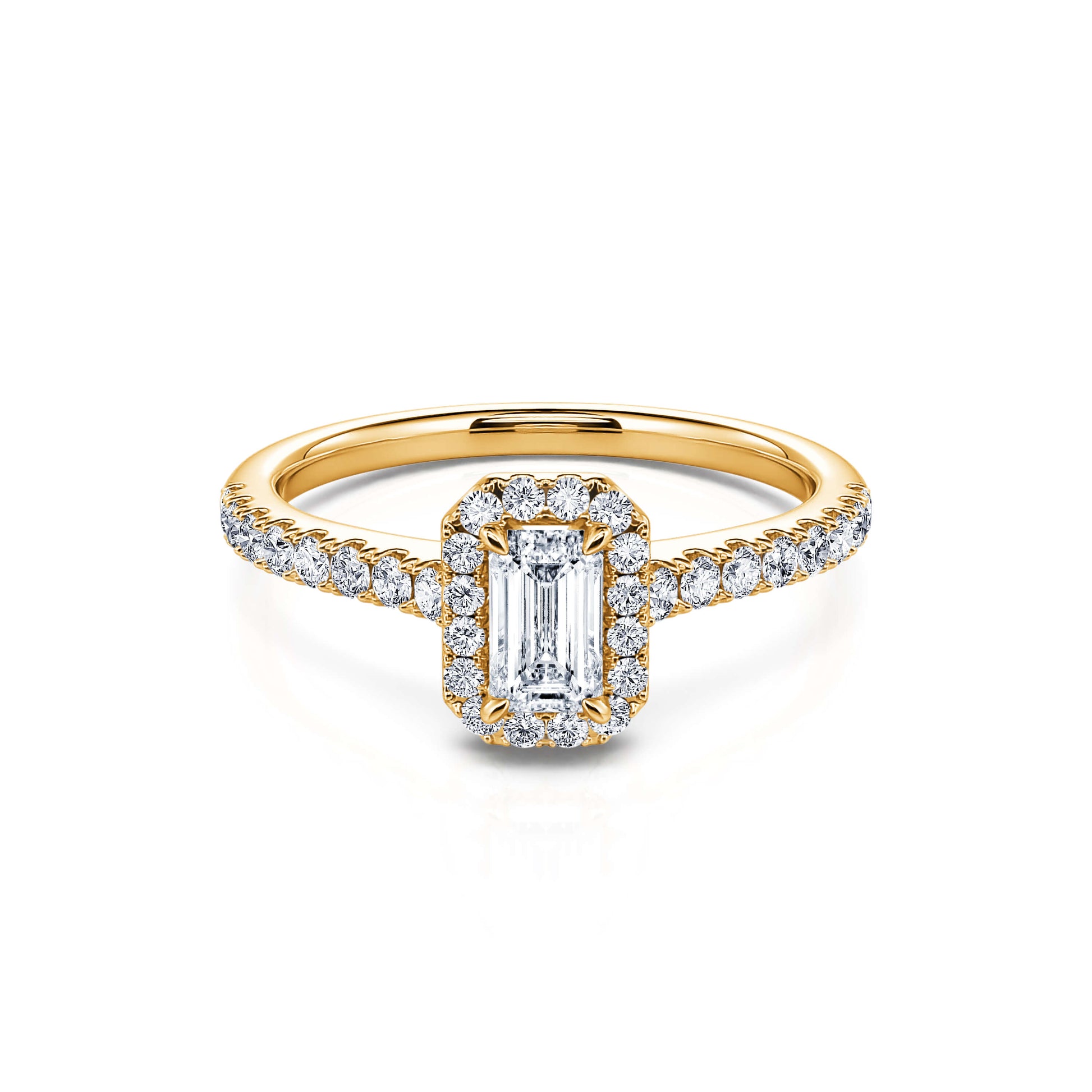 Bague de fiançailles or jaune diamant émeraude Gabriella 1