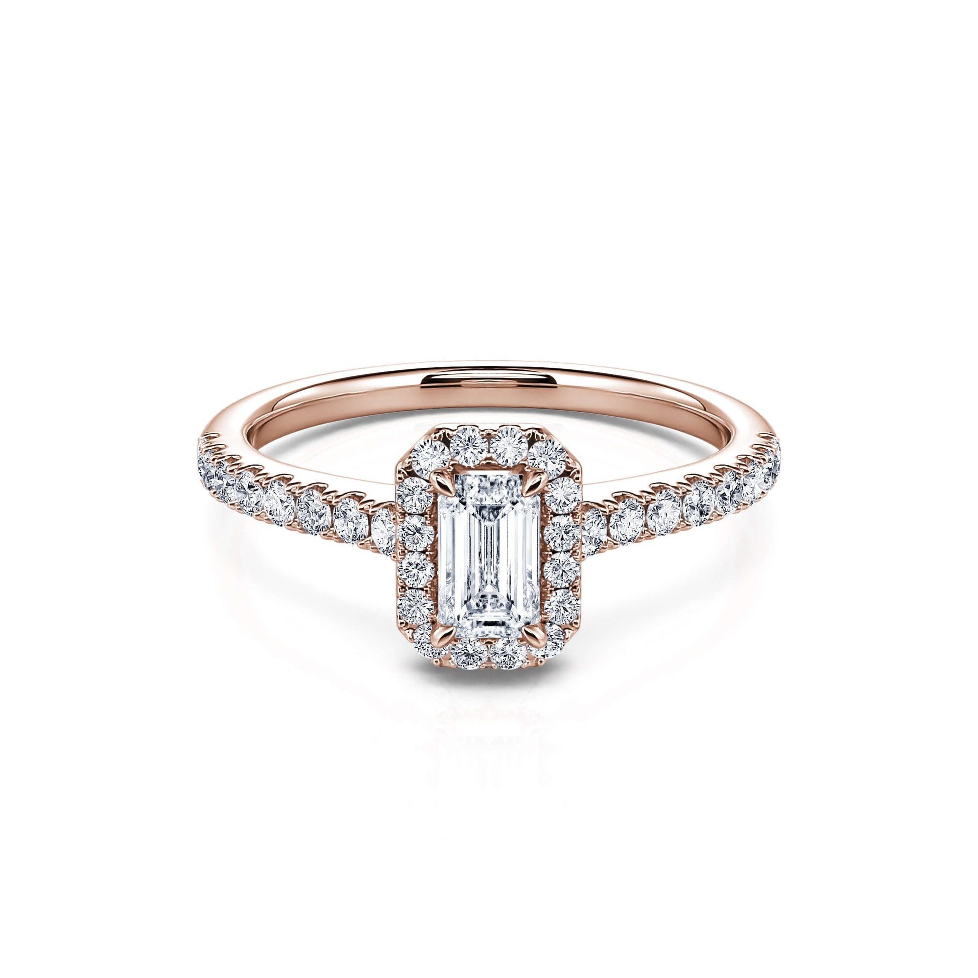 Bague de fiançailles or rose diamant émeraude Gabriella 1