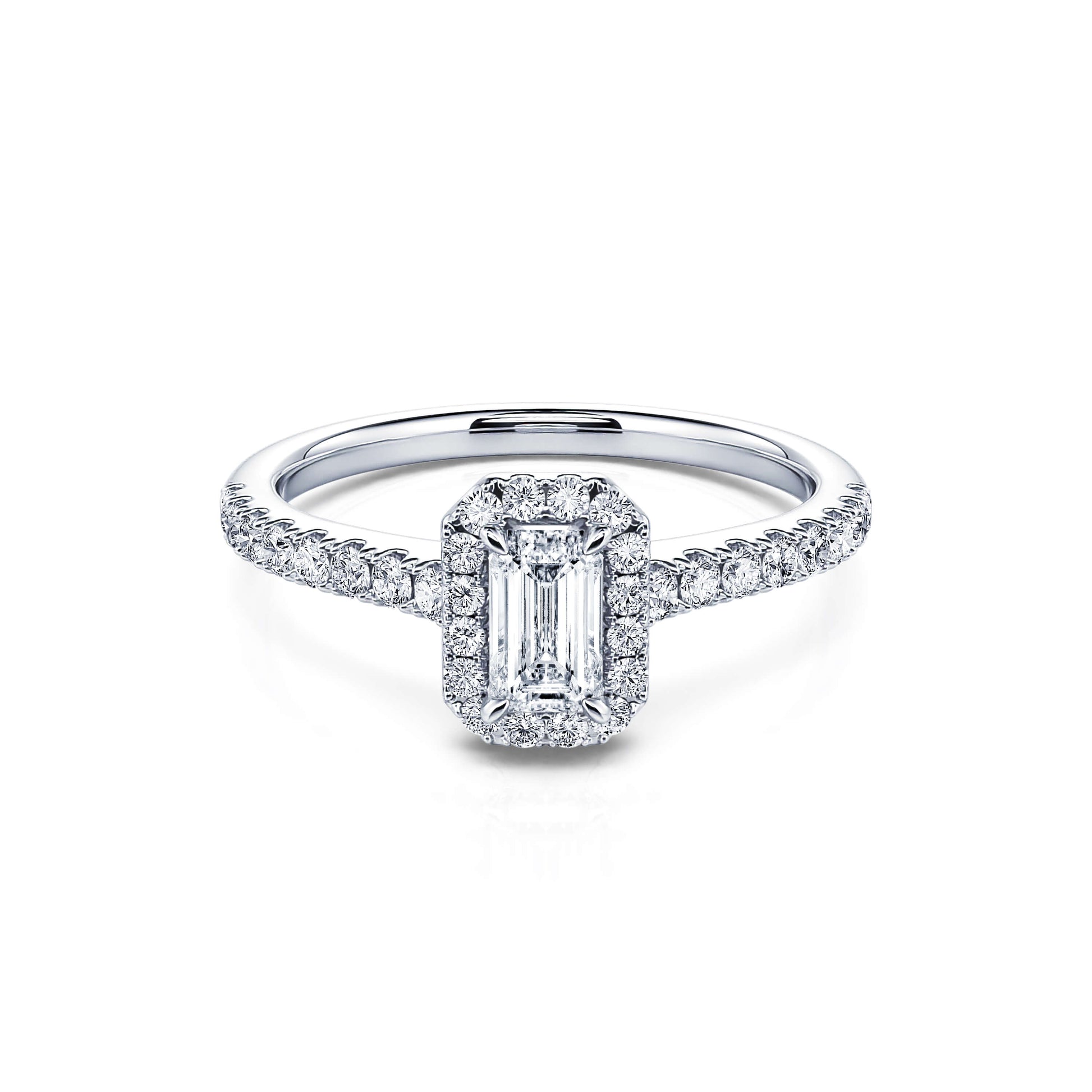 Bague de fiançailles platine diamant émeraude Gabriella 1