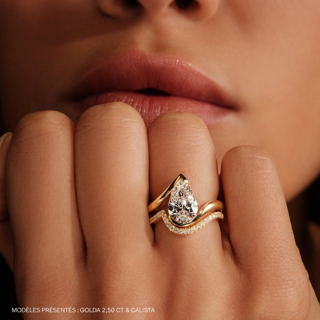 Alliance en diamant de synthèse et or rose Calista Lab 4