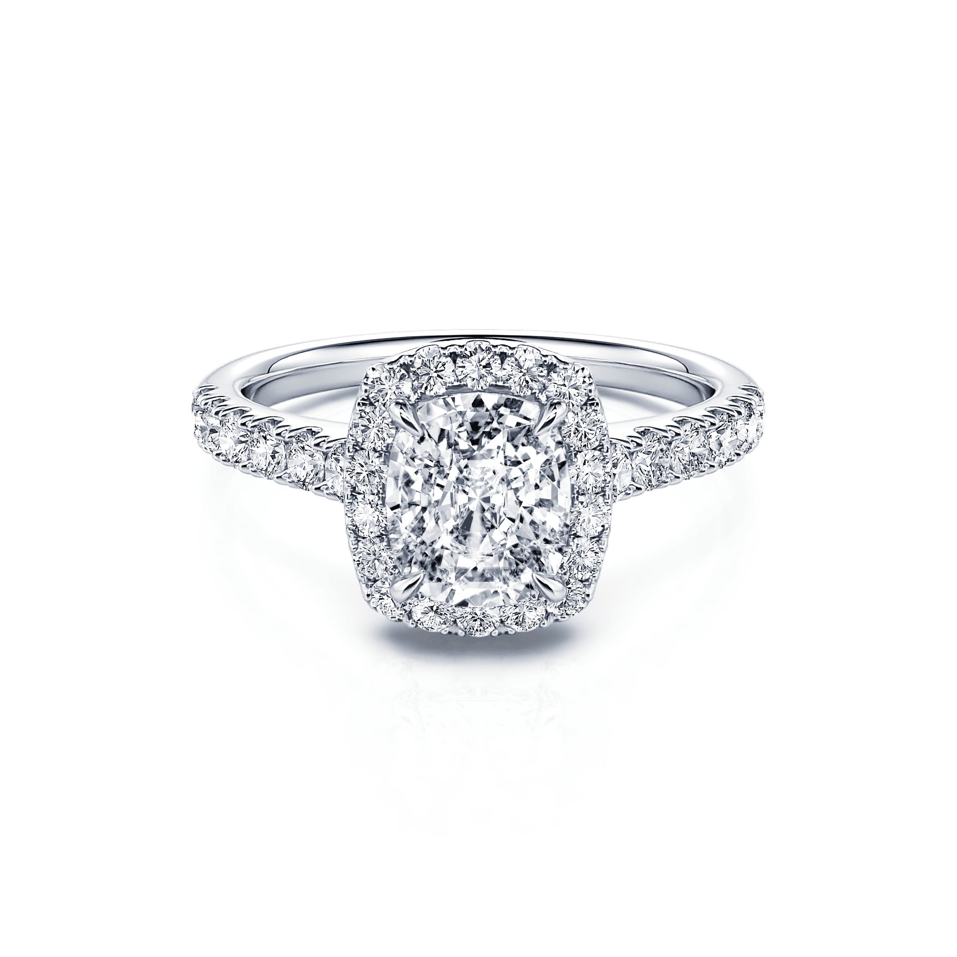 Bague de fiançailles platine diamant coussin Grace 1