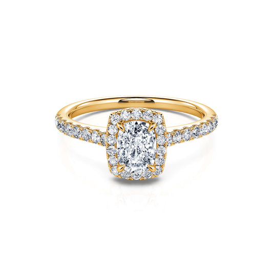 Grace - Bague de fiançailles or jaune diamant coussin #1