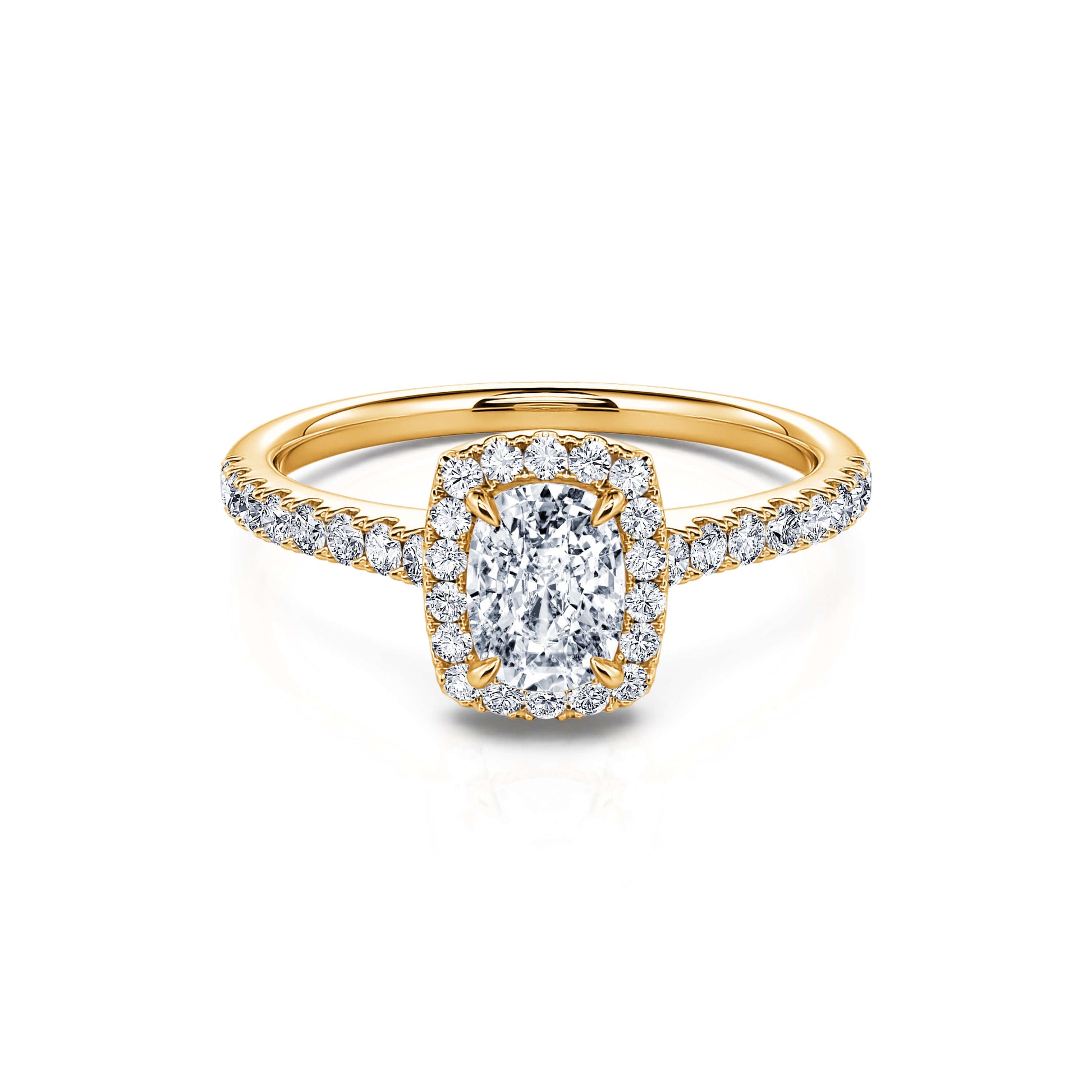 Bague de fiançailles or jaune diamant coussin Grace 1