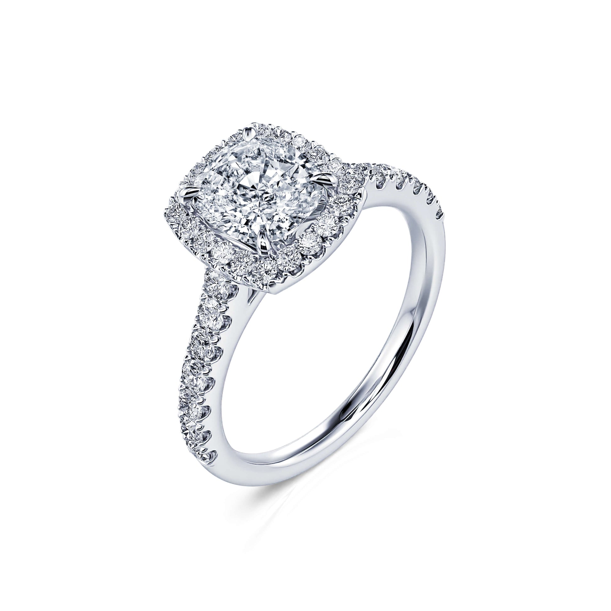 Bague de fiançailles platine diamant coussin Grace 2