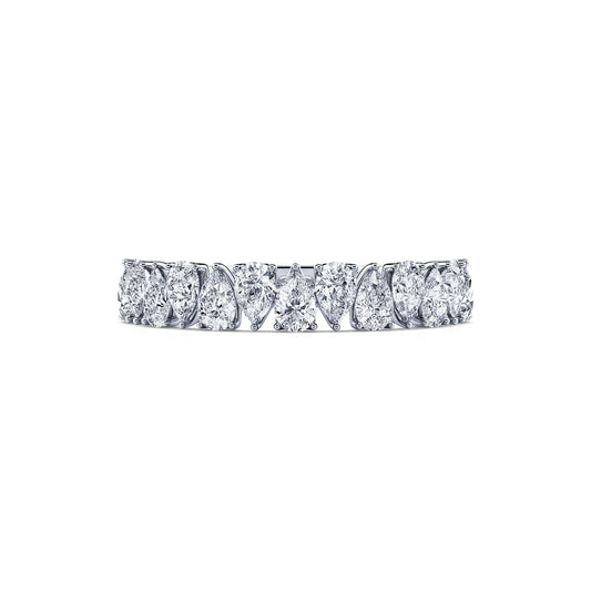 Iris&nbsp;-&nbsp;Alliance demi tour platine diamant poire #2