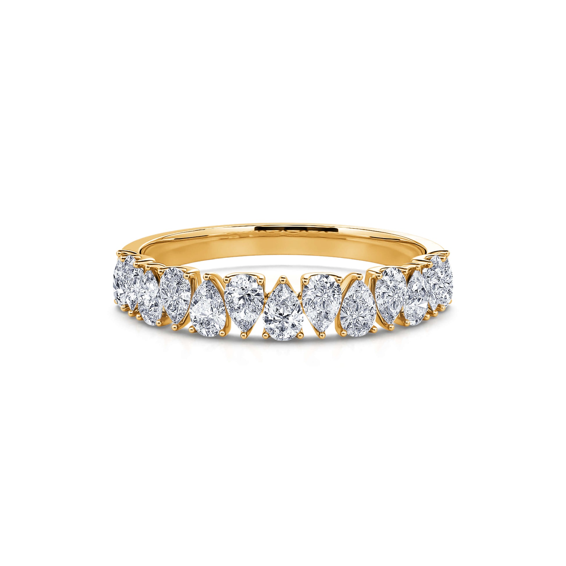 Alliance demi tour or jaune diamant poire Iris 3