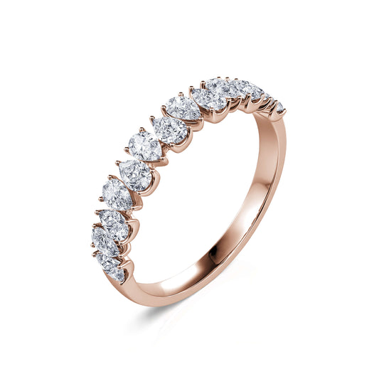 Iris&nbsp;-&nbsp;Alliance demi tour or rose diamant poire #1