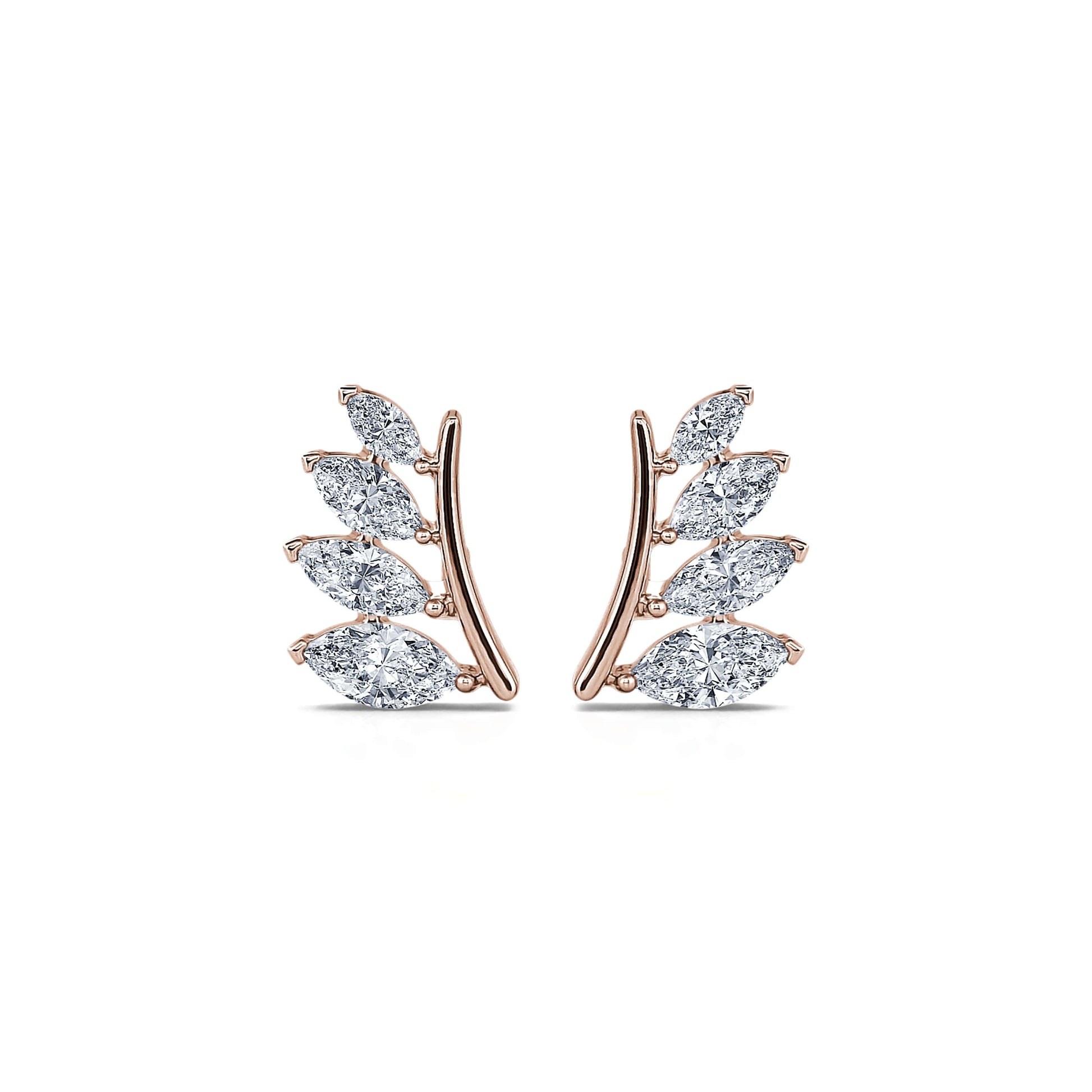 Boucles d'oreilles or rose diamants marquise Lily 1