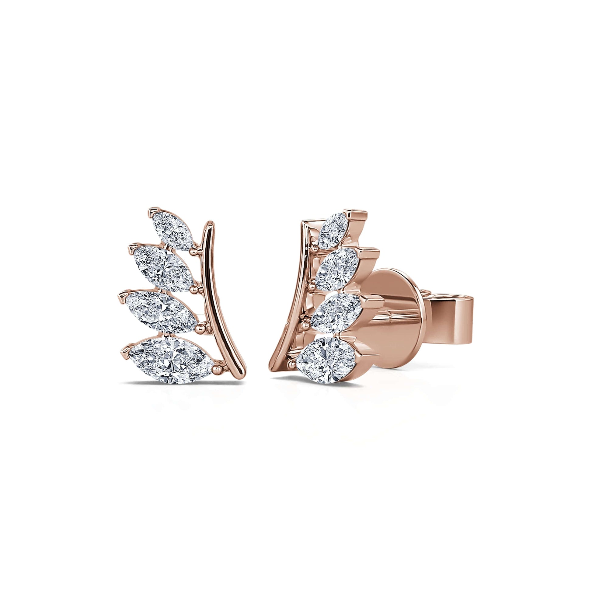 Boucles d'oreilles or rose diamants marquise Lily 2