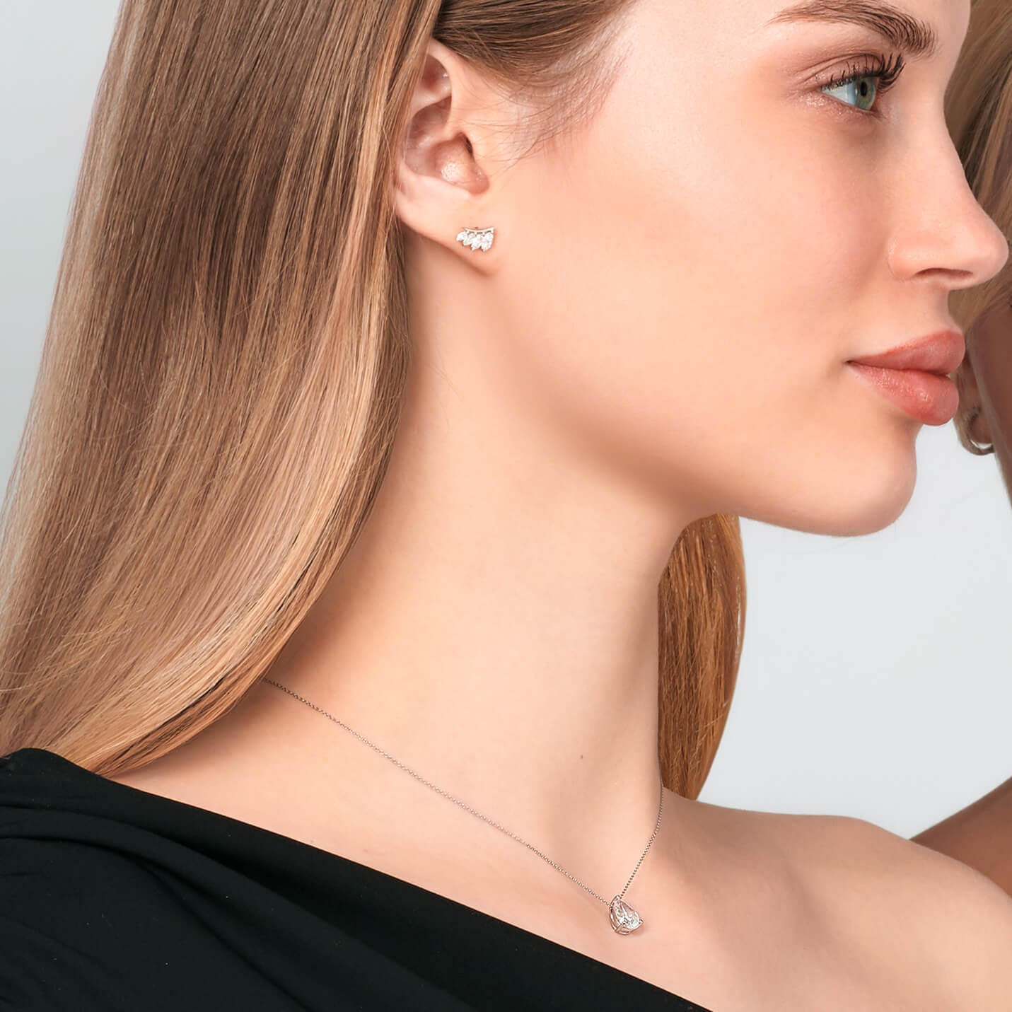 Boucles d'oreilles or rose diamants marquise Lily 6