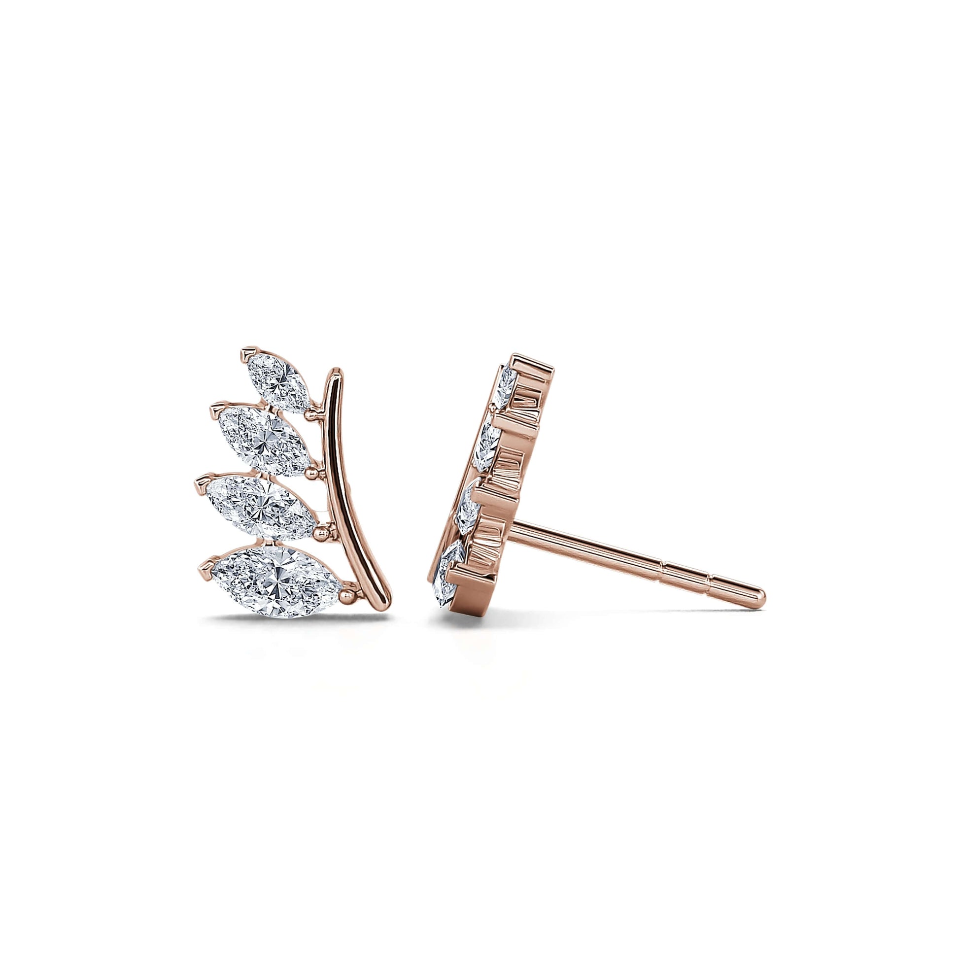 Boucles d'oreilles or rose diamants marquise Lily 3