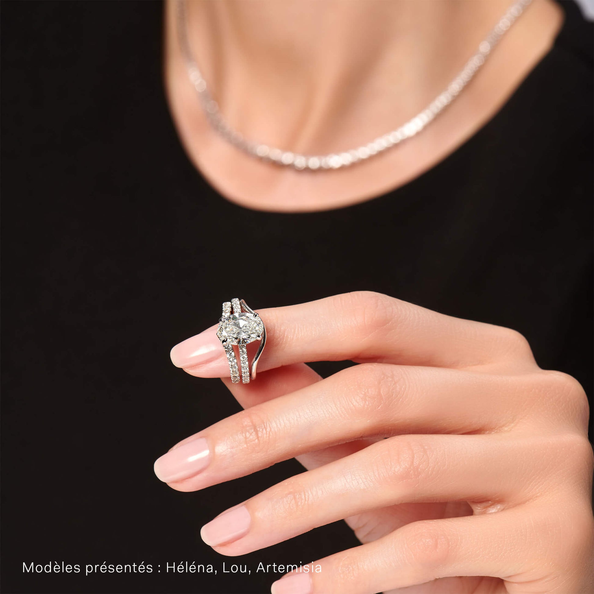 Solitaire or jaune diamant ovale Lou 4