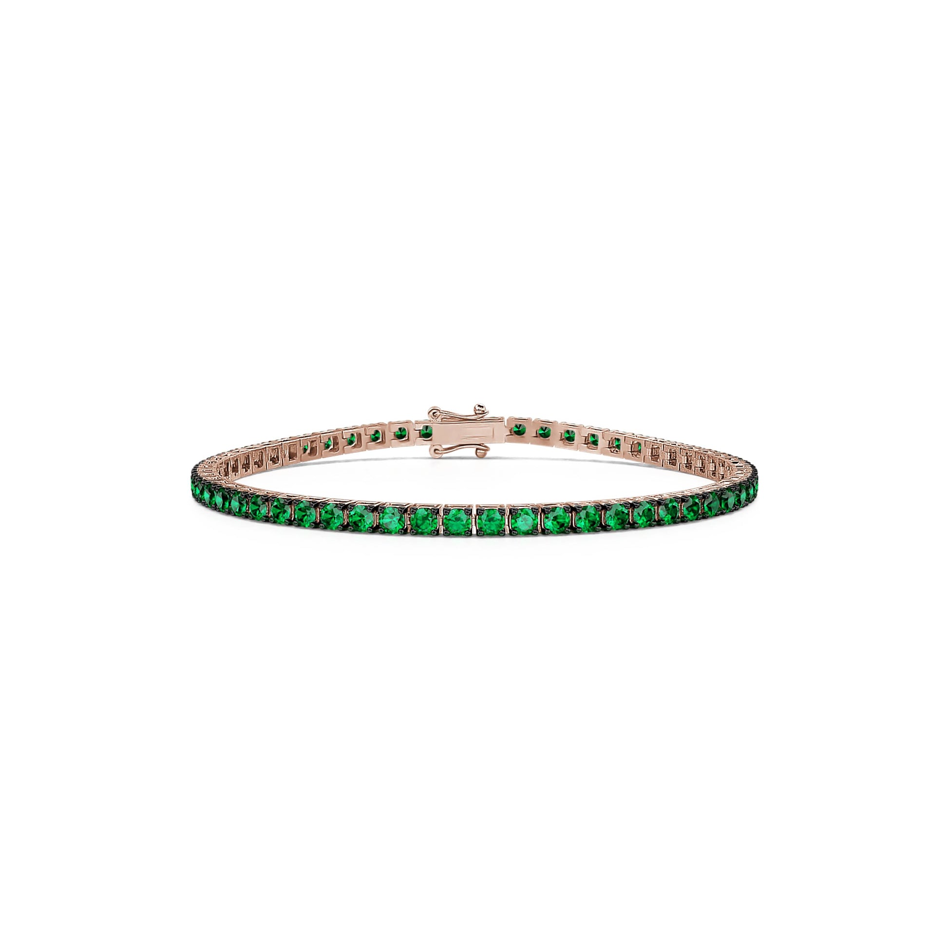 Bracelet tennis diamant or rose et émeraude Riviera Emeraude 3