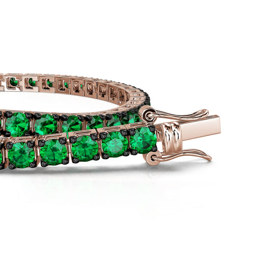 Riviera Emeraude - Bracelet tennis diamant or rose et émeraude #2