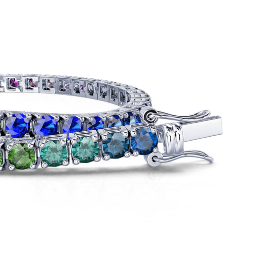 Riviera Rainbow - Bracelet tennis diamant or blanc saphirs rainbow #2