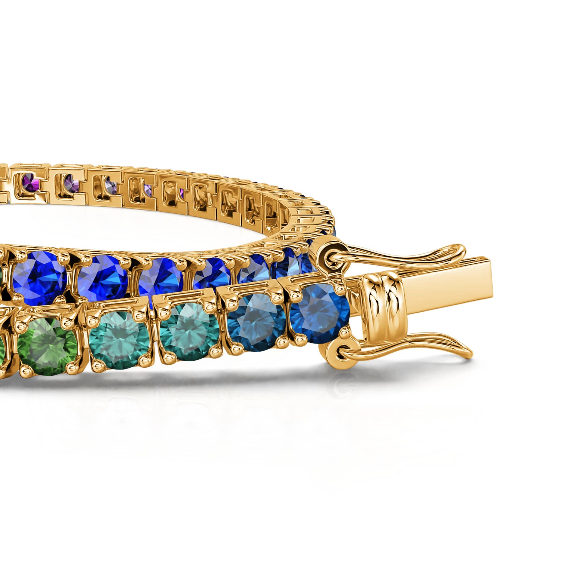 Bracelet tennis diamant or jaune saphirs rainbow Riviera Rainbow 2