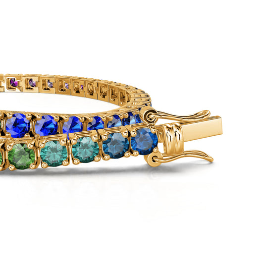 Riviera Rainbow&nbsp;-&nbsp;Bracelet tennis diamant or jaune saphirs rainbow #2