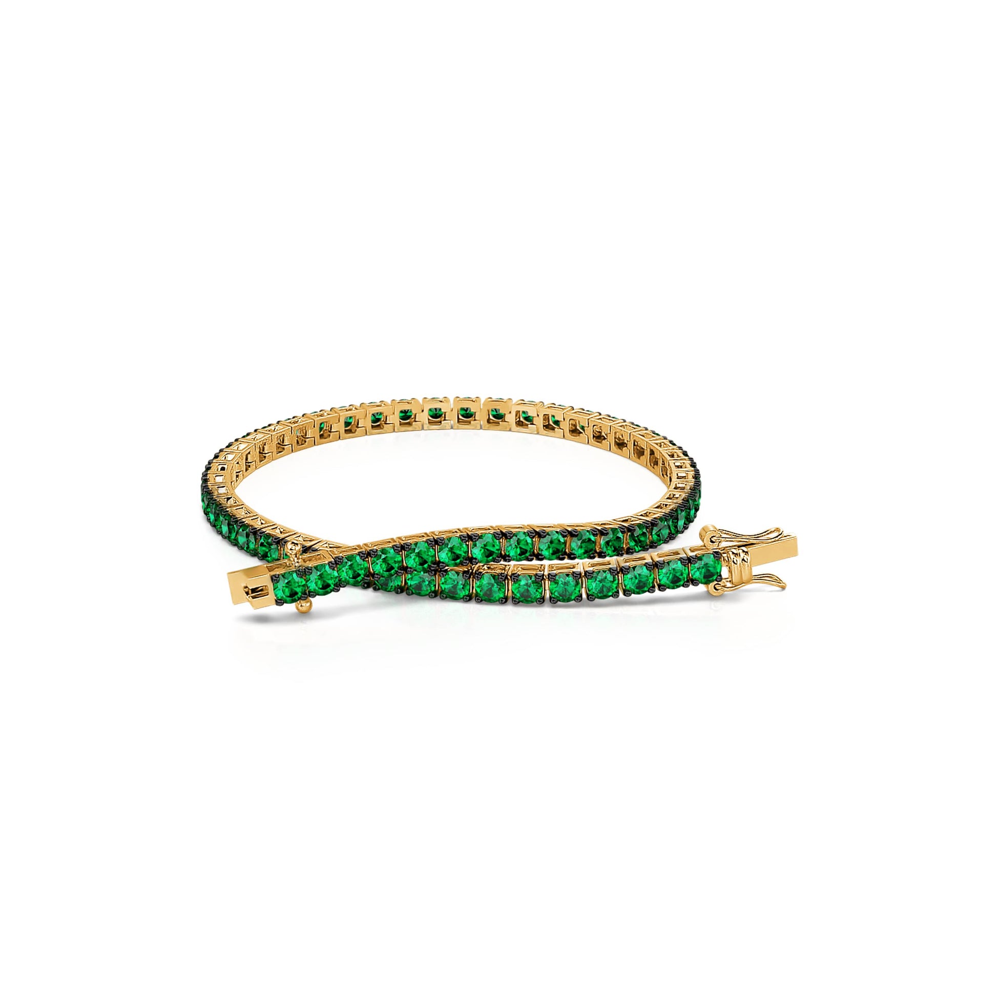 Bracelet tennis diamant or jaune et émeraude Riviera Emeraude 1