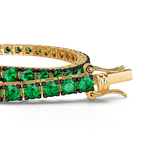 Riviera Emeraude&nbsp;-&nbsp;Bracelet tennis diamant or jaune et émeraude #2