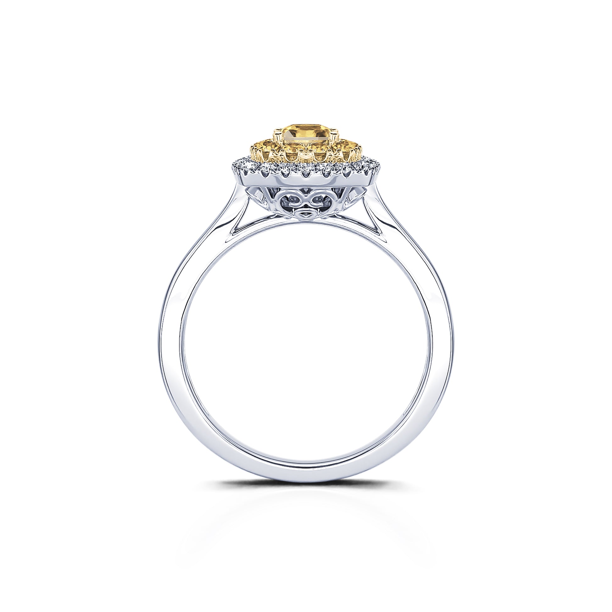 Bague deux ors halo diamant et diamant jaune  Stella 3