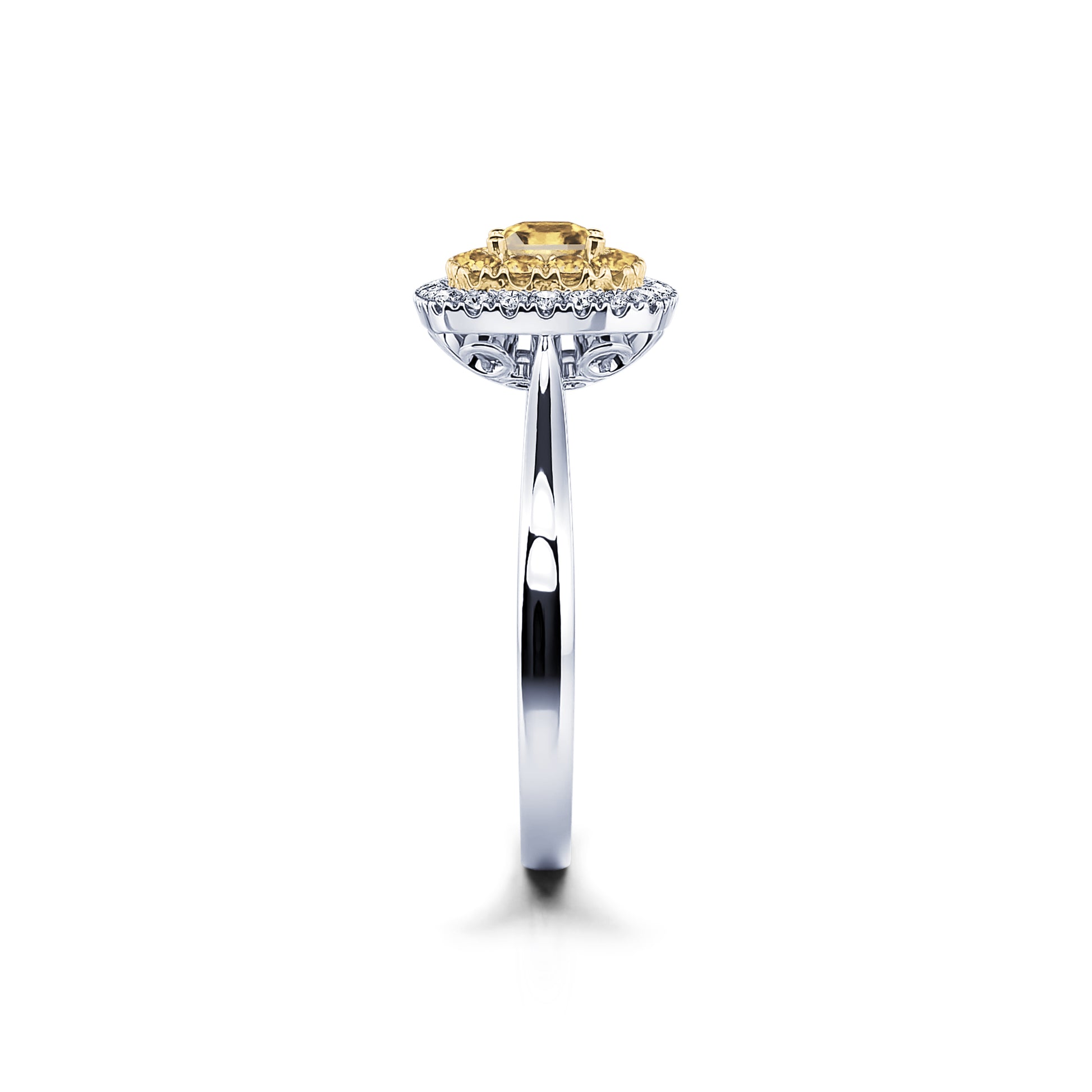 Bague deux ors halo diamant et diamant jaune  Stella 4