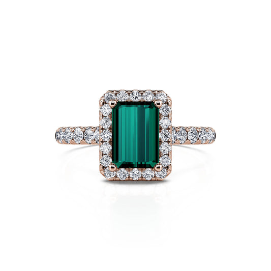 Gabriella Tourmaline Verte - Bague de fiançailles Or rose tourmaline verte émeraude #1