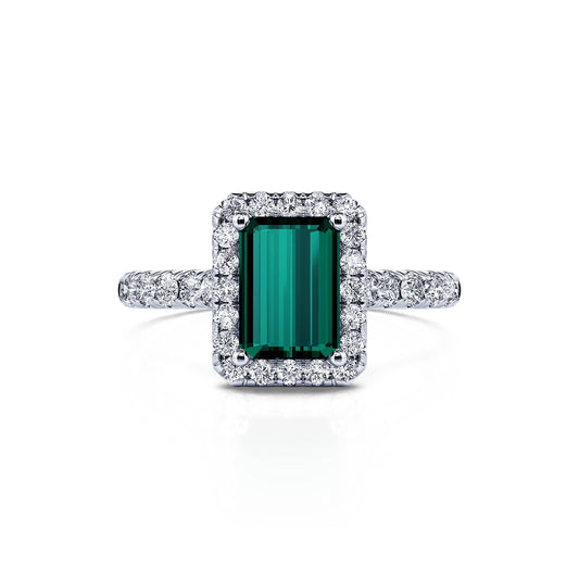 Gabriella Tourmaline Verte&nbsp;-&nbsp;Bague de fiançailles platine tourmaline verte émeraude #1