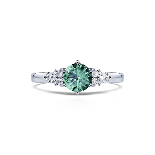 Angie Saphir Vert&nbsp;-&nbsp;Bague en platine saphir vert et diamant #1