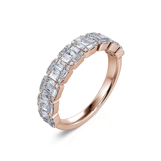 Mila&nbsp;-&nbsp;Alliance demi tour or rose diamant rond et baguette #1