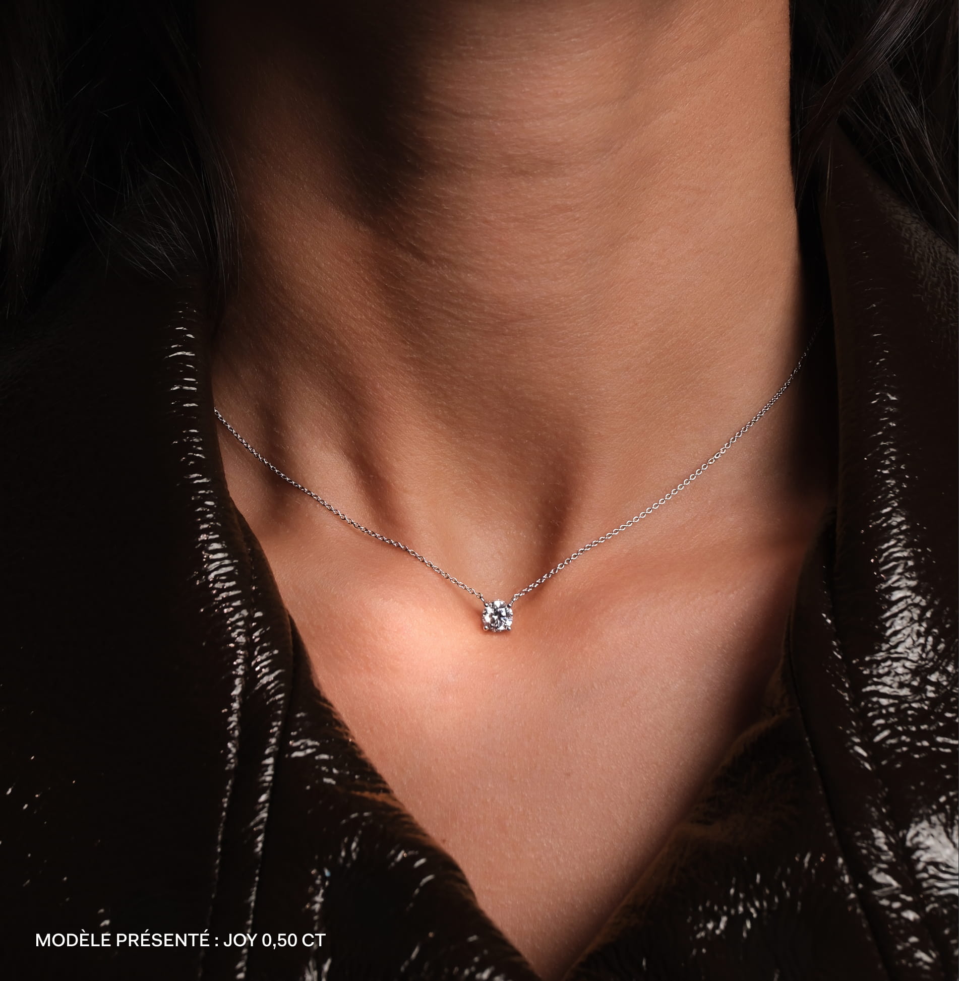 Collier solitaire diamant or jaune Joy 4