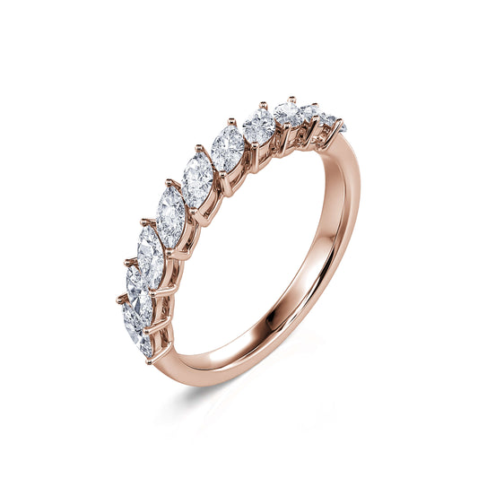 Natasha&nbsp;-&nbsp;Alliance demi tour or rose diamant navette #1