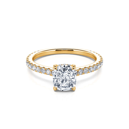 Ninon - Solitaire or jaune diamant coussin #1