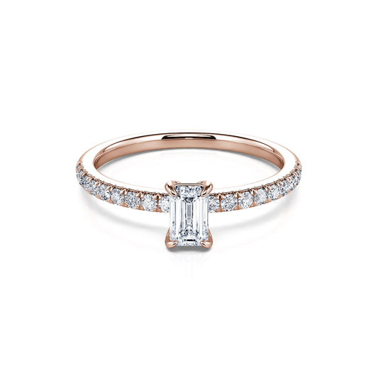 Romane - Solitaire or rose diamant émeraude   #1