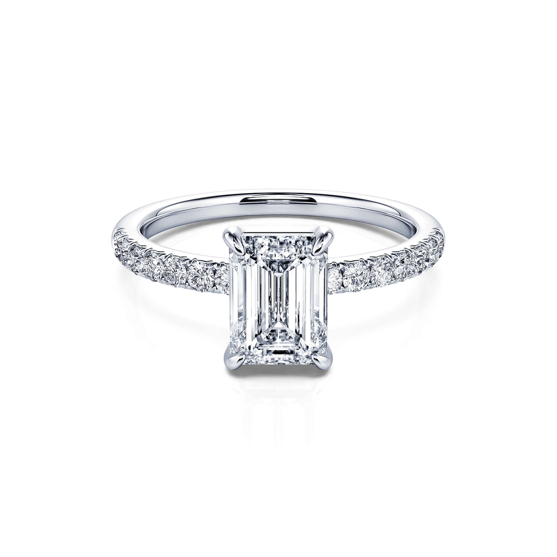 Solitaire platine diamant émeraude   Romane 1