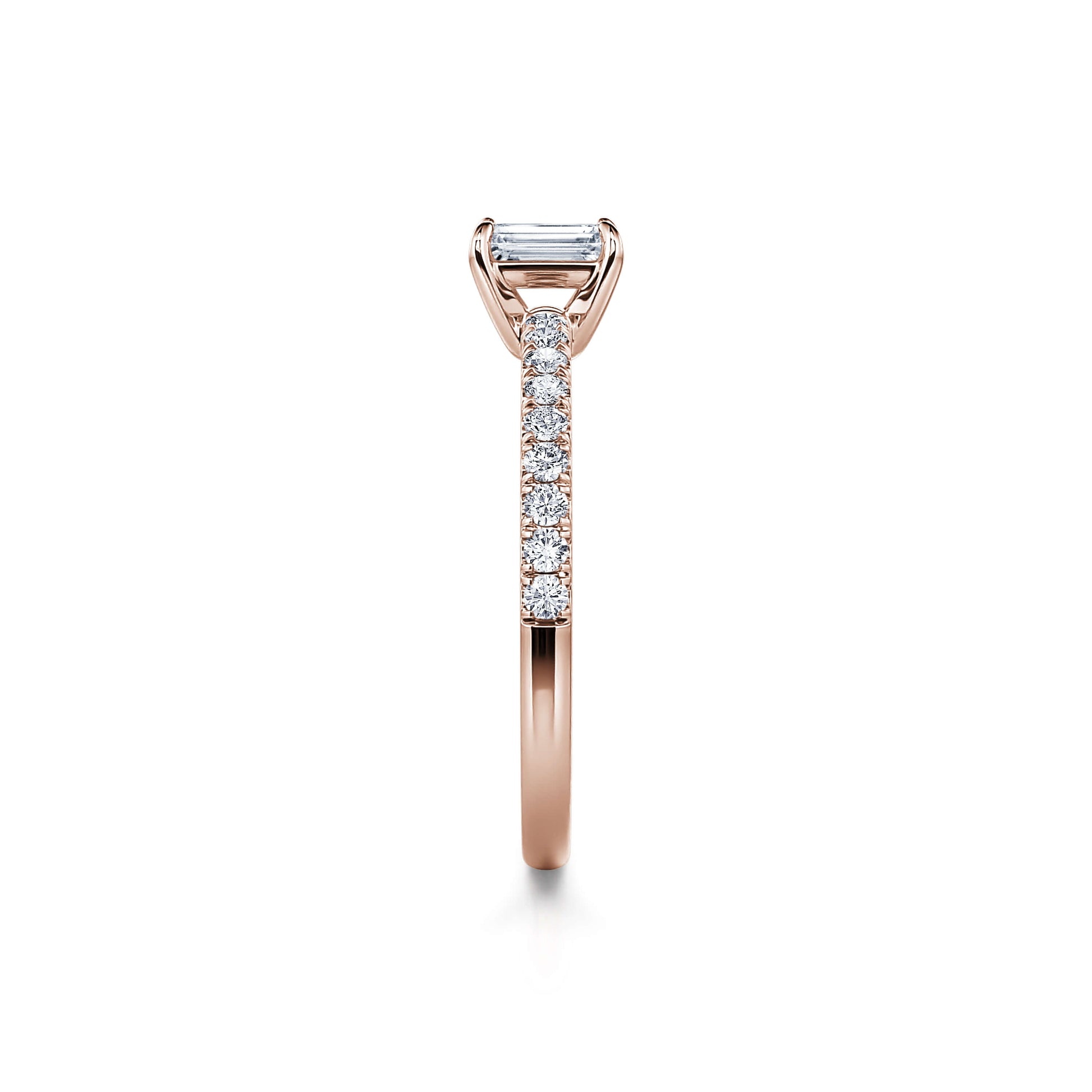 Solitaire or rose diamant émeraude   Romane 3