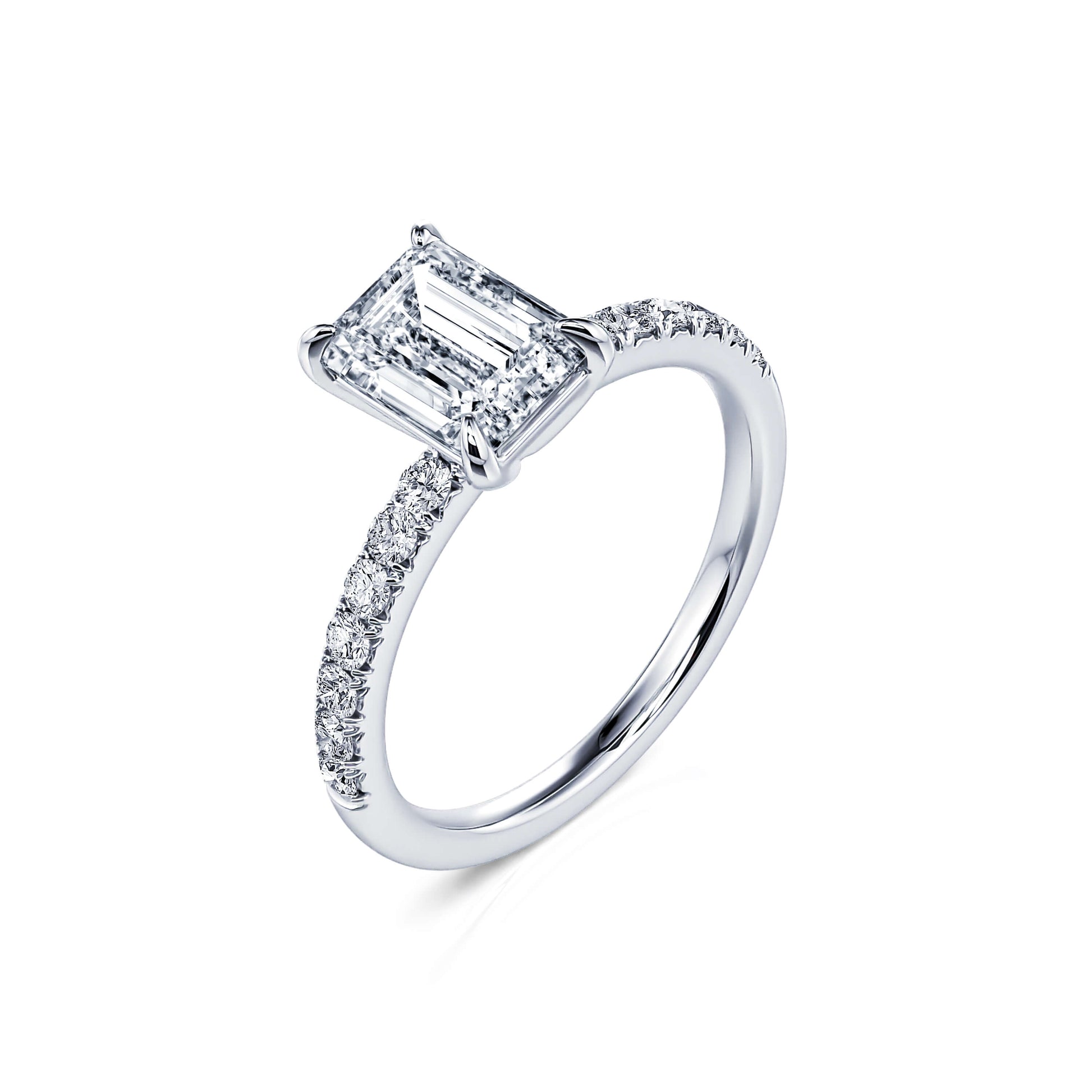 Solitaire platine diamant émeraude   Romane 2