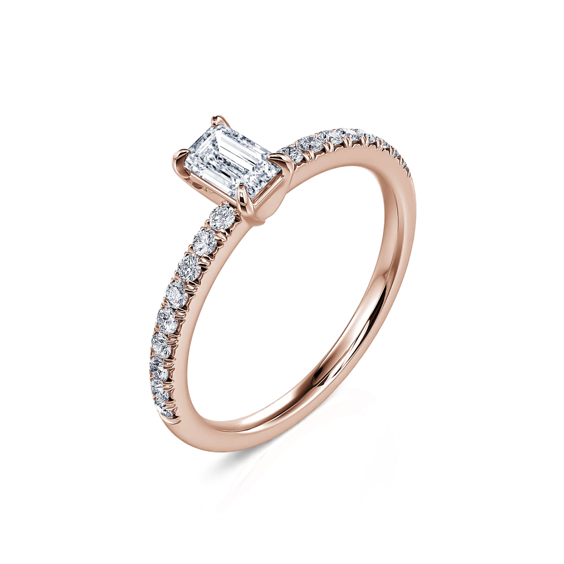 Solitaire or rose diamant émeraude   Romane 2