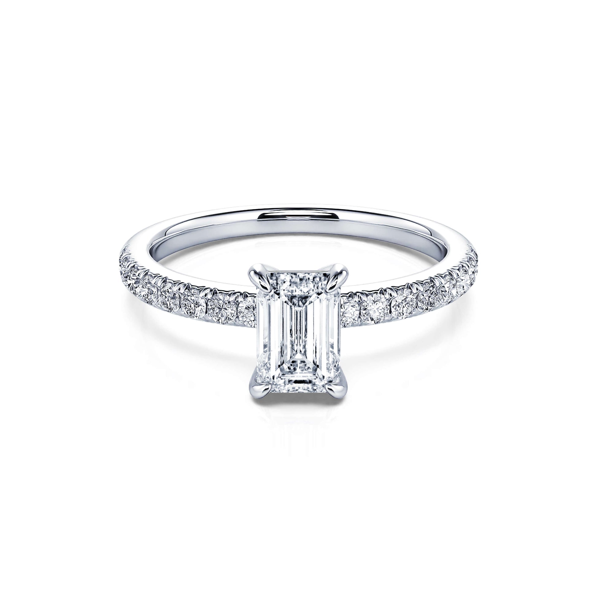 Solitaire platine diamant émeraude   Romane 1