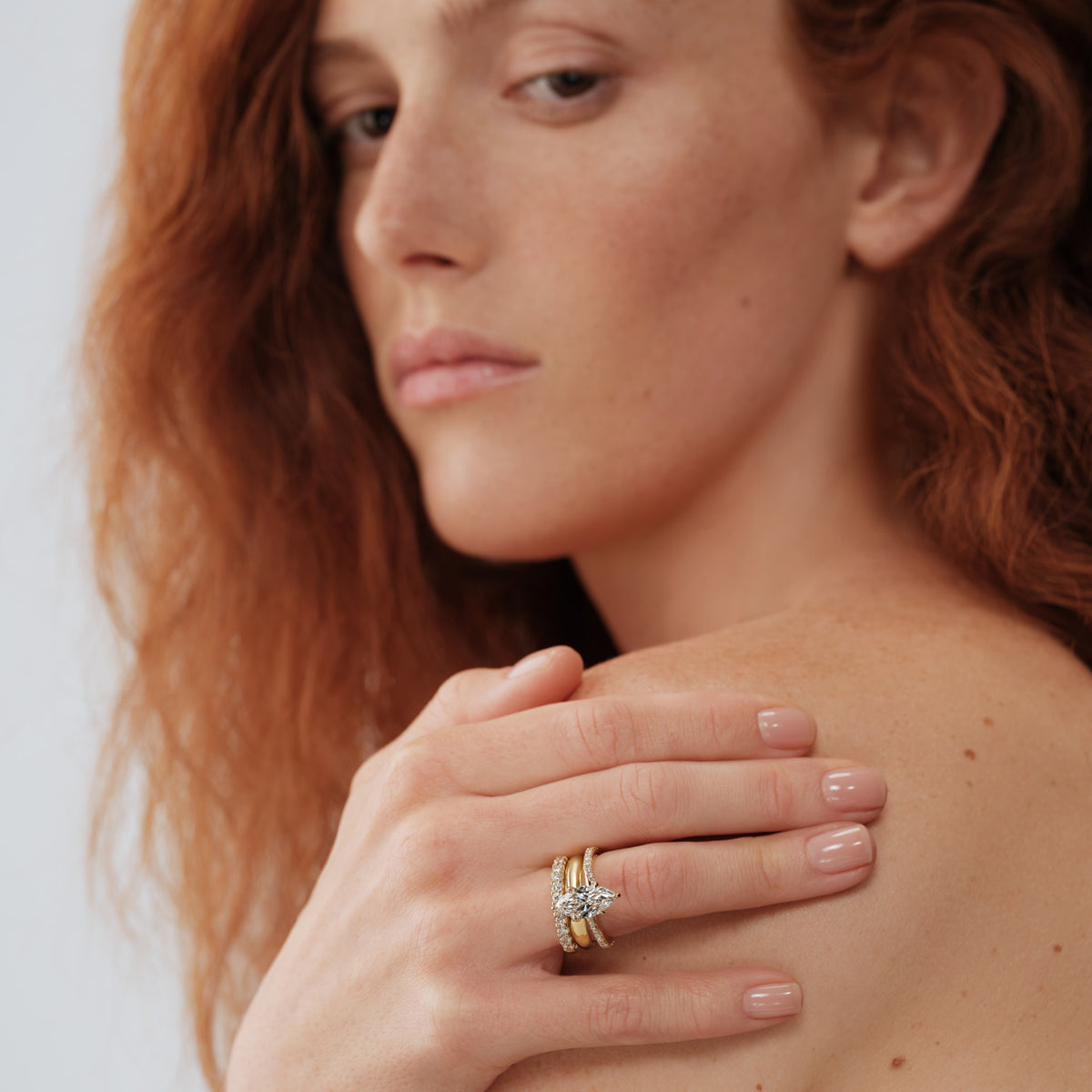 Solitaire diamant de synthèse en or rose Sansa Lab 5