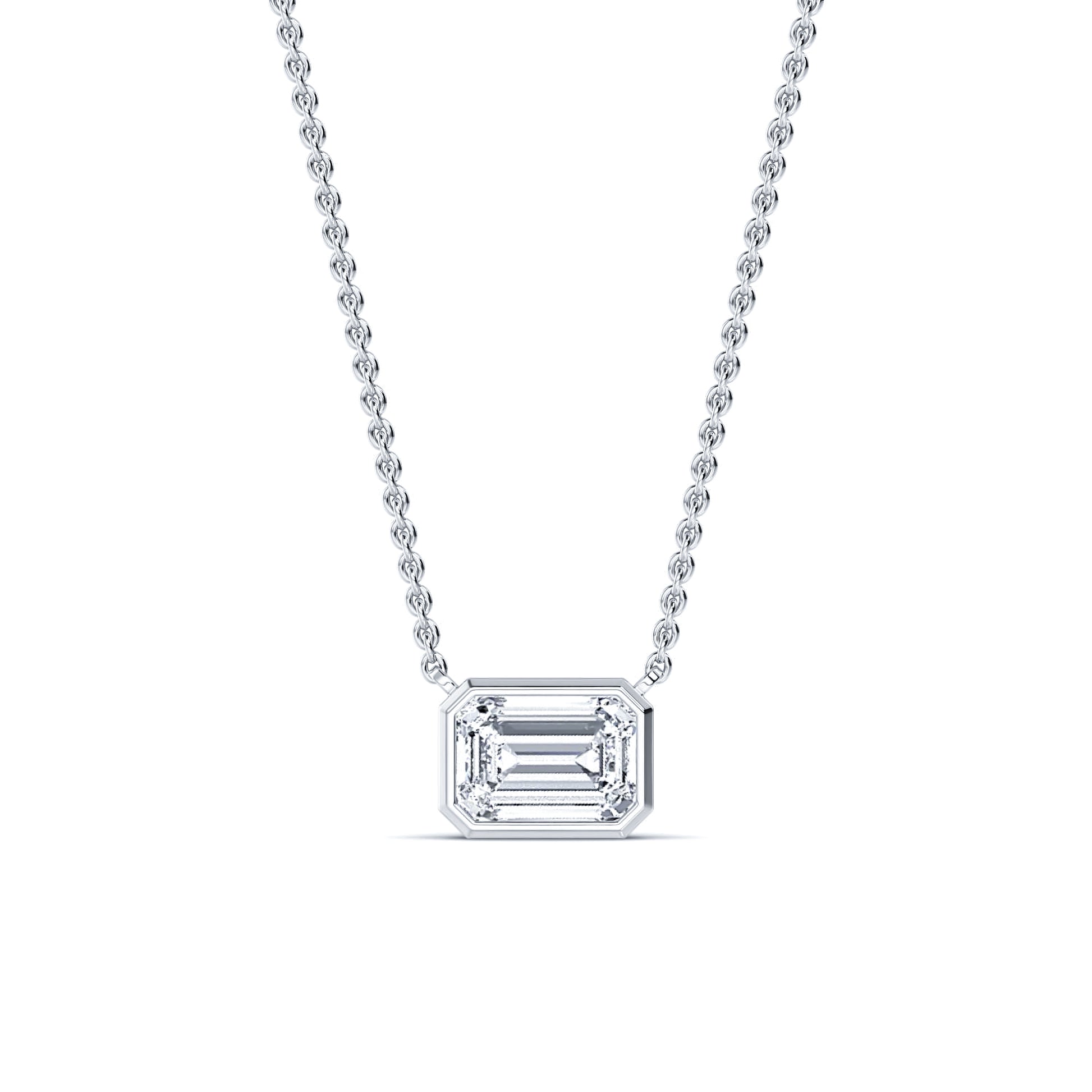 Collier or blanc diamant de synthèse émeraude Riva Emeraude Lab 1